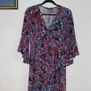 ARTIZAN by Robin Barre Funky Y2K Style Flutter Sleeve Midi Dress Size Medium